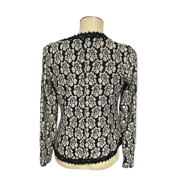 A'Reve Black Cream Floral Lace Cardigan Medium - Picture 2 of 9